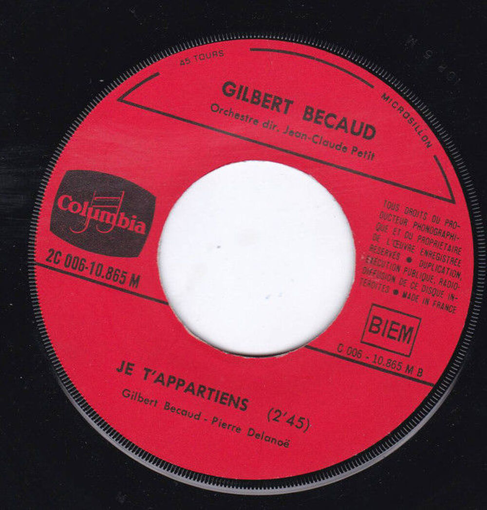 Gilbert B&eacute;caud ? L'Homme et la Musique 45 tours NM/EX CD et vinyles