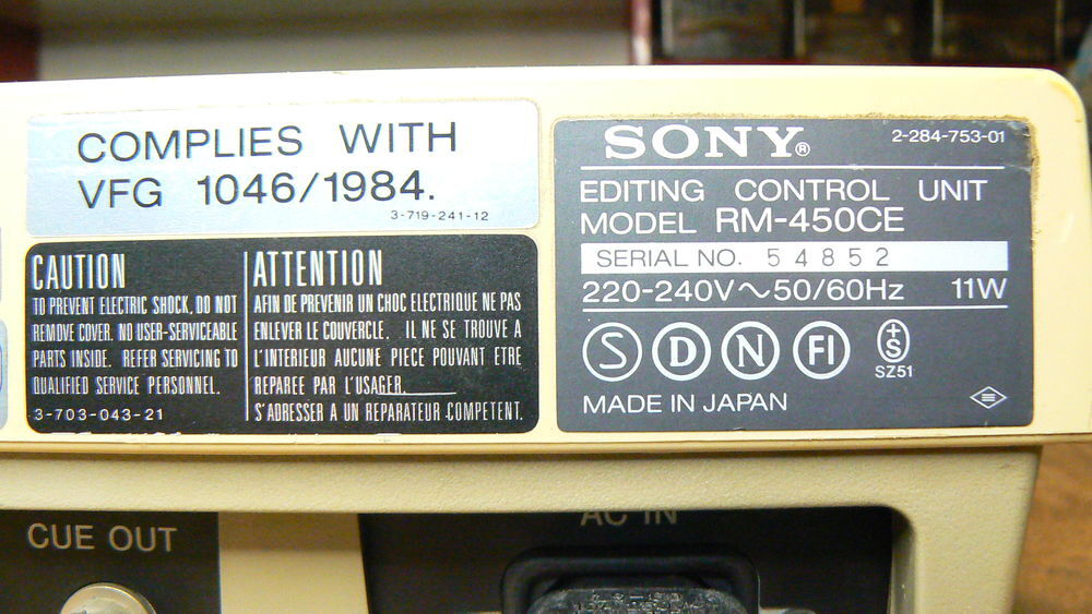 Sony RM-450CE montage video Annees '80, '90 Consoles et jeux vidéos