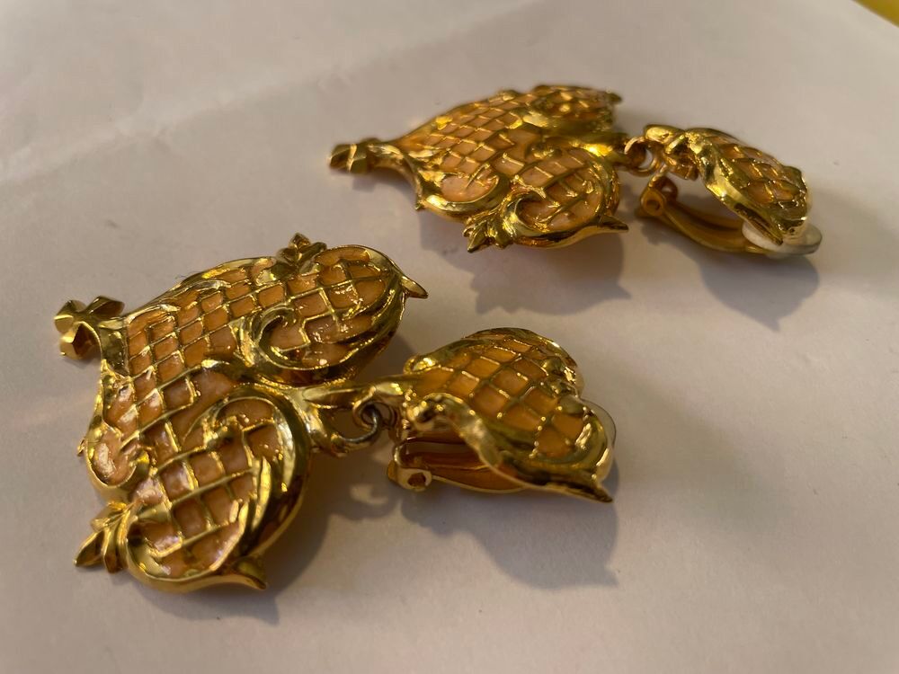 BO Clip c?ur croisillons email rose nacr&eacute; + pendant c?ur CL Bijoux et montres