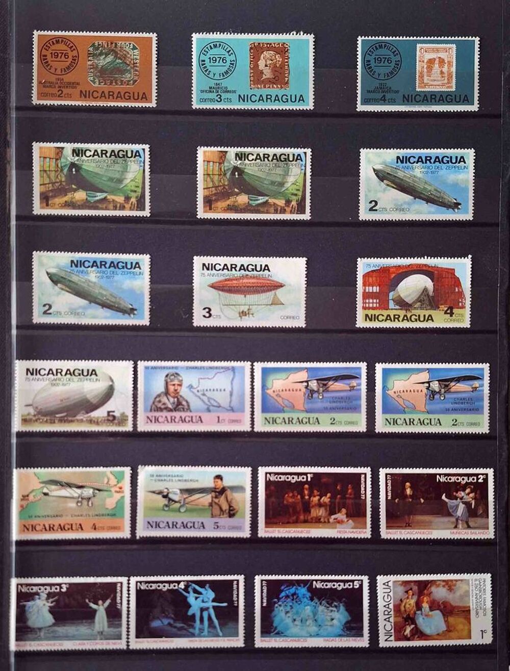 S&eacute;rie de timbres de collection du Nicaragua 