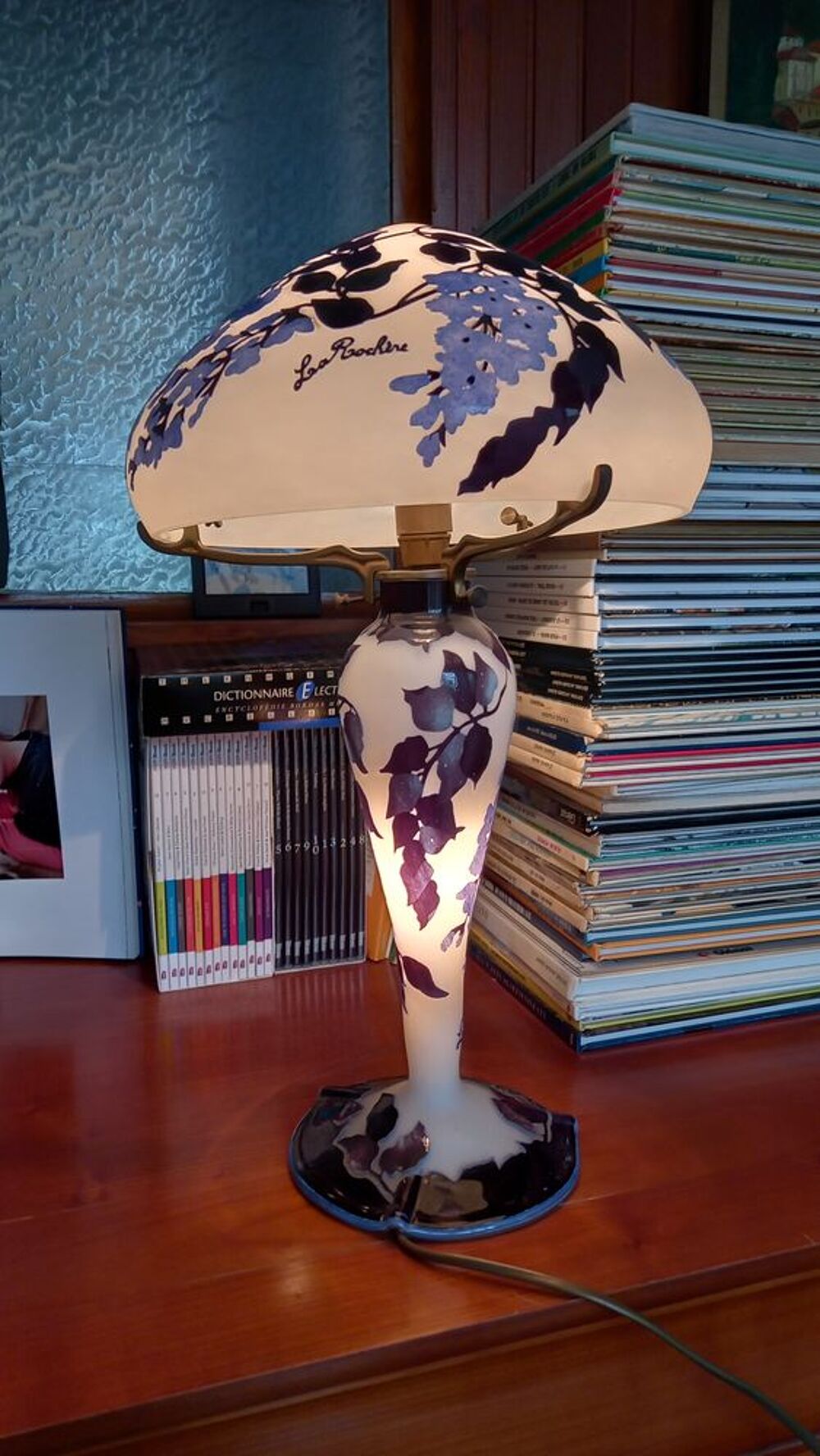 Lampe champignon en p&acirc;te de verre 