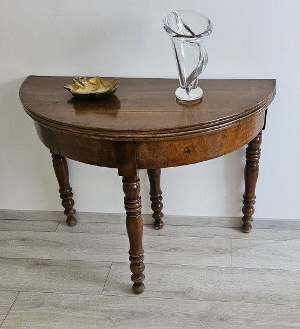 Ancienne table demi-lune en acajou massif Meubles