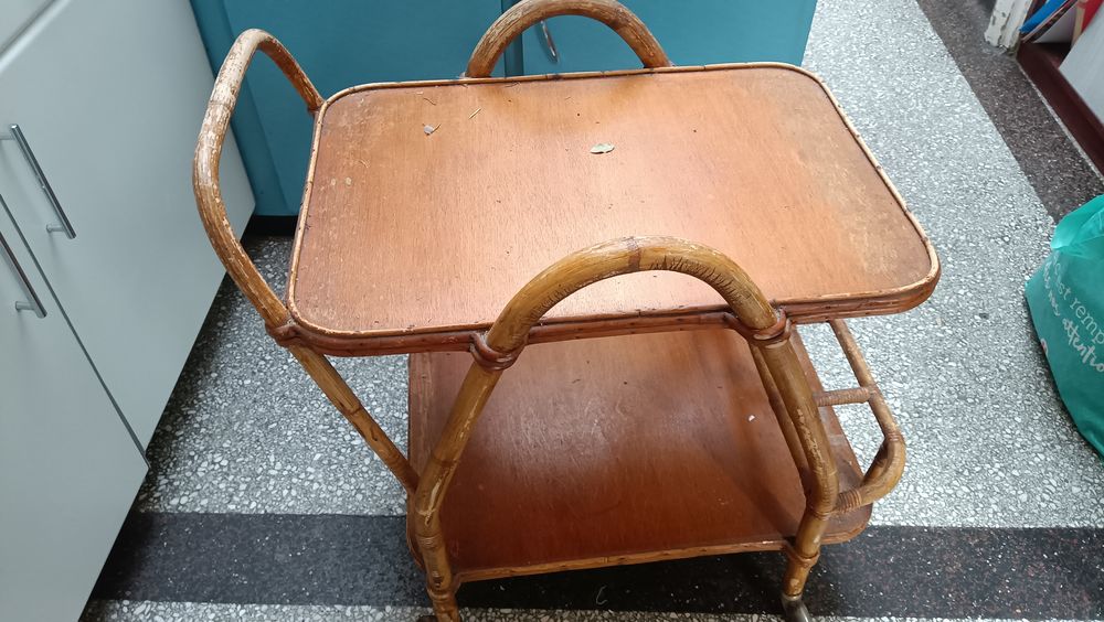 Desserte roulante rotin vintage osier Meubles