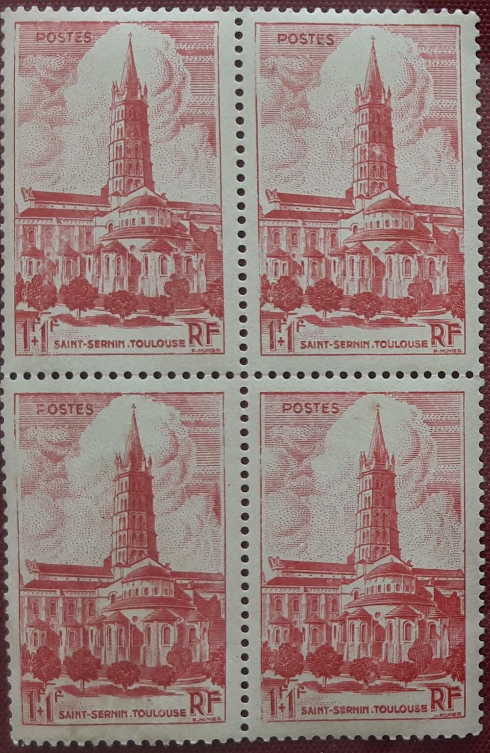 5 TIMBRES &agrave; collection TOULOUSE Saint Sernin 1f+1f 