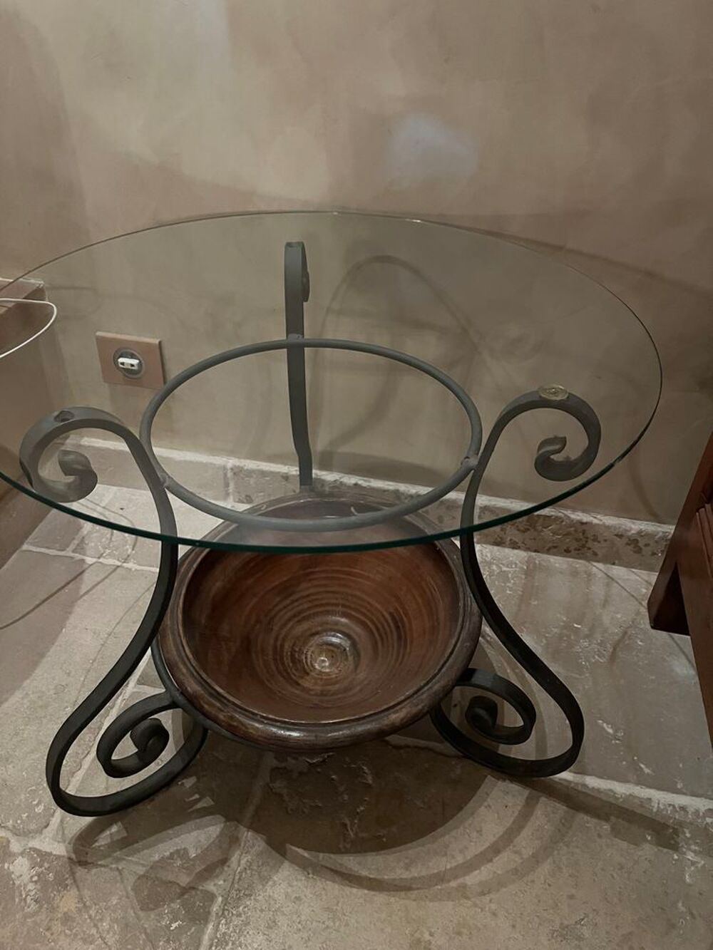 Table basse fer forg&eacute; et verre Meubles