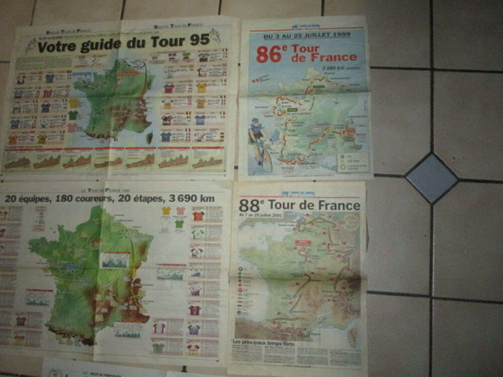 VIEILLES CARTES PARCOURS TOUR DE FRANCE 2001-1999-1995 