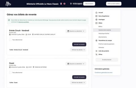 Place (entrée et parking) pour Le Mans Classic 2026 25 Fontaine-la-Guyon (28)