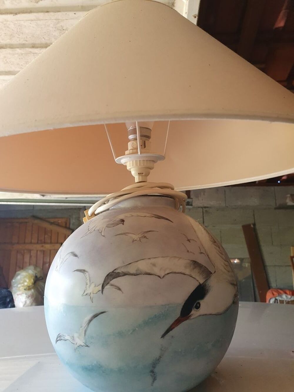 LAMPE AVEC ABAT- JOUR AVEC MOUETTE Décoration