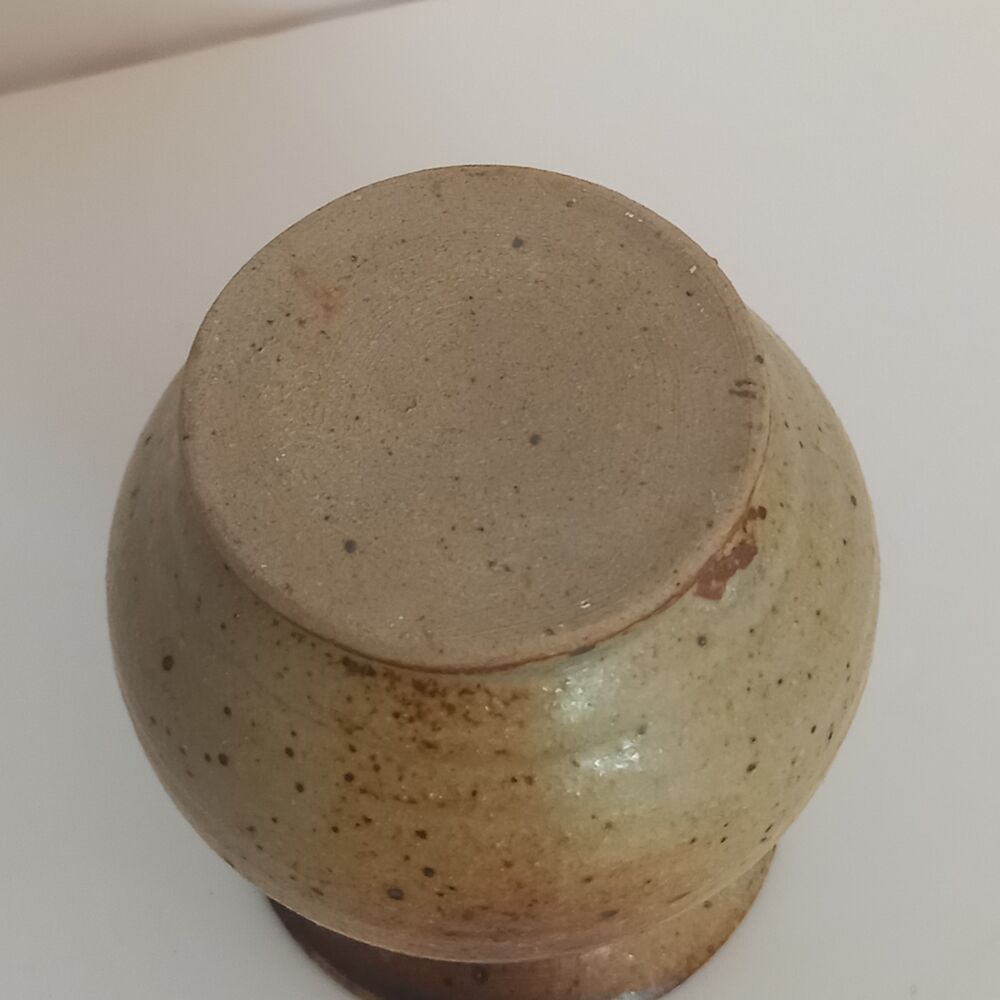 Joli petit vase en gr&egrave;s cuit verniss&eacute;e artisanal Décoration