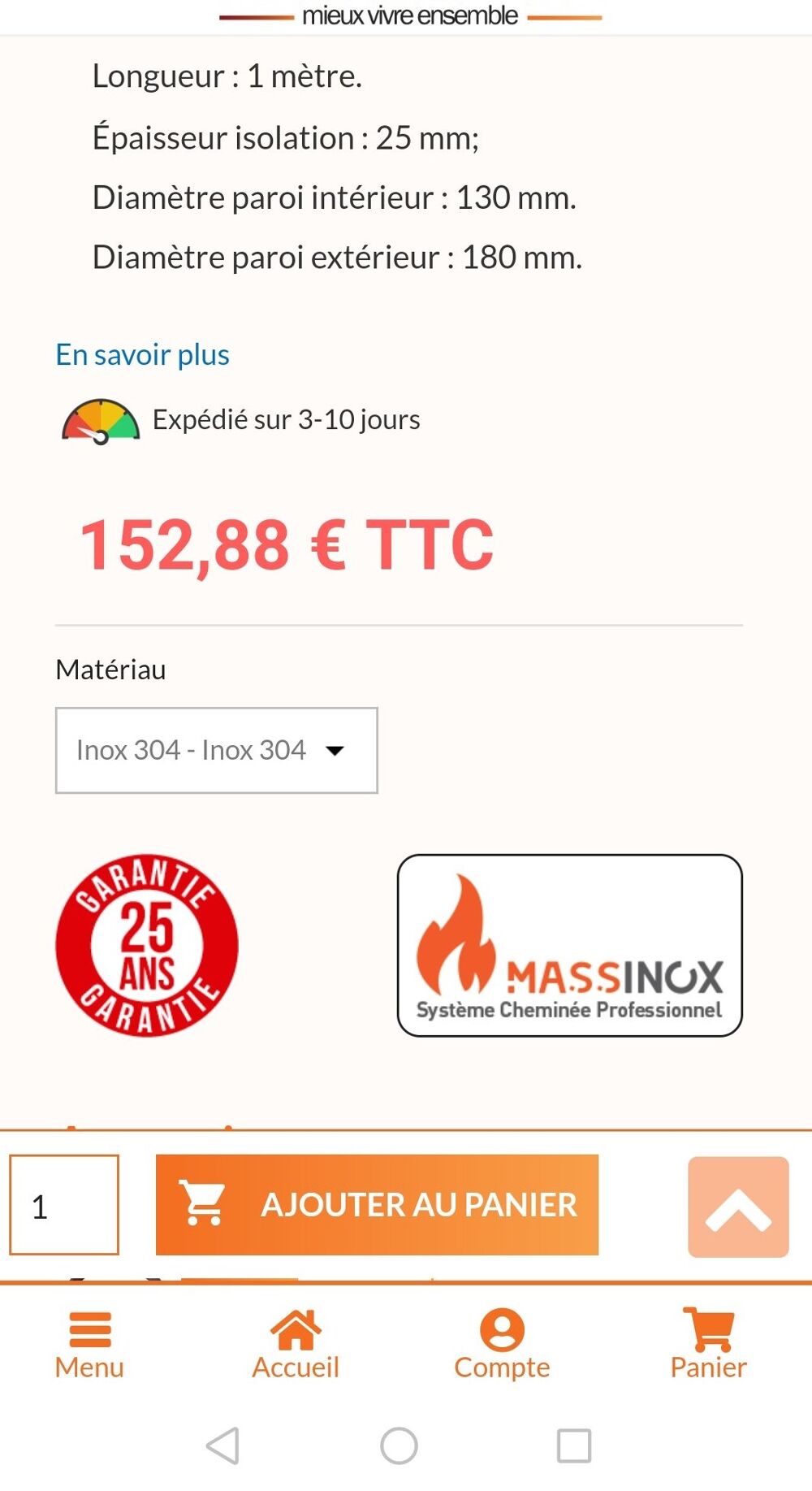 Tuyaux de 1M pour chemin&eacute;e po&ecirc;le en Inox double paroi isol&eacute;s Bricolage