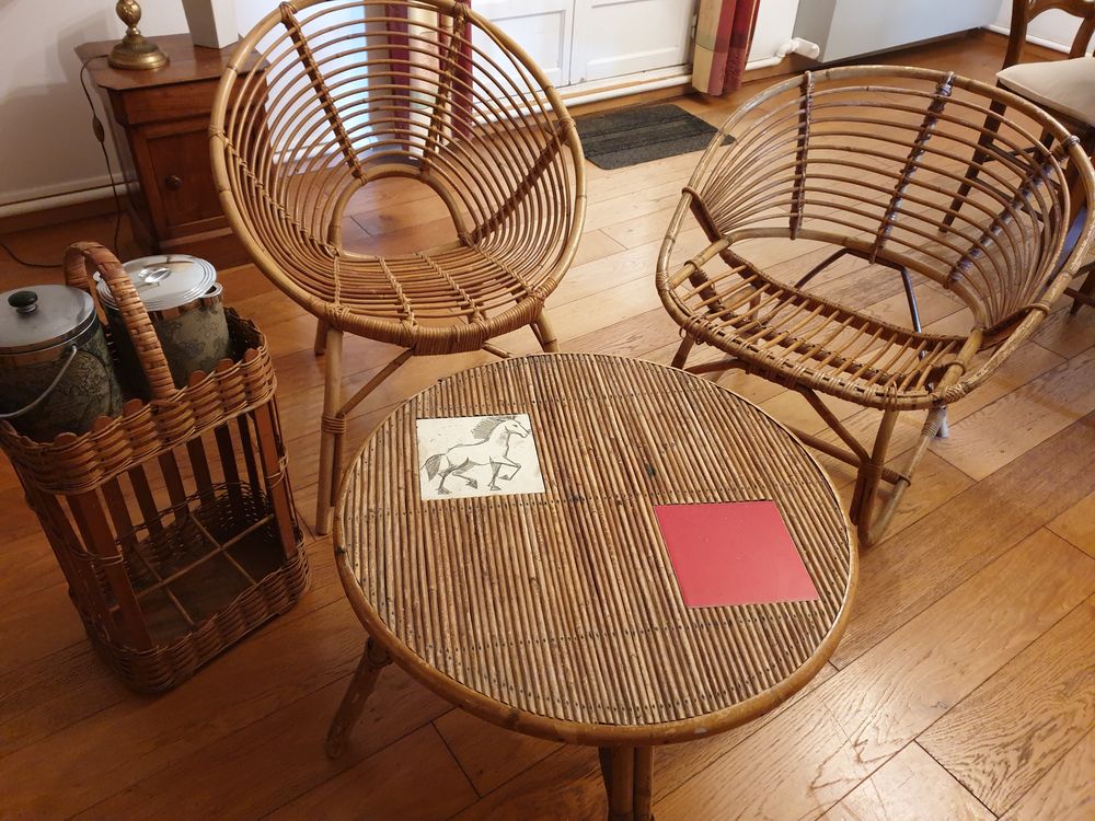 Salon en rotin ann&eacute;e 70 Meubles