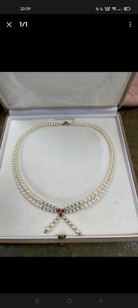 Collier de perles naturelles fermoir or 18k et rubis 550 Srignan-du-Comtat (84)