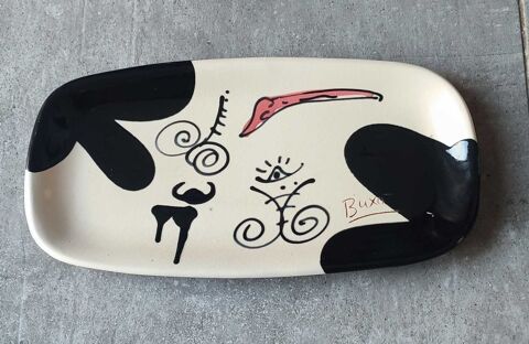 Plat allong sign Thomas Bux  atelier Atzana cramique moderniste 180 Clermont (60)