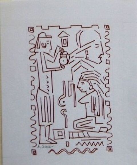 A SCHELDER CUBISME DESSINS FEUTRE lot B de 6 dessins  93 Raismes (59)