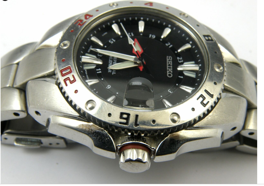 Montre Homme Seiko Calendrier Perp&eacute;tuel GMT 8F56-0020 - 100m Bijoux et montres