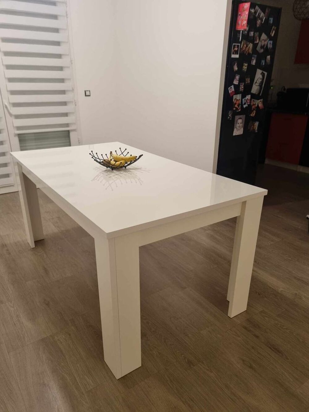 Table blanche laqu&eacute;e extensible Meubles