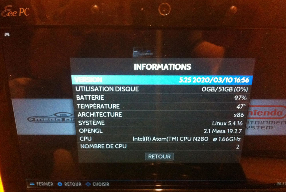 PC portable eeePC retrogaming Batocera Mat�riel informatique