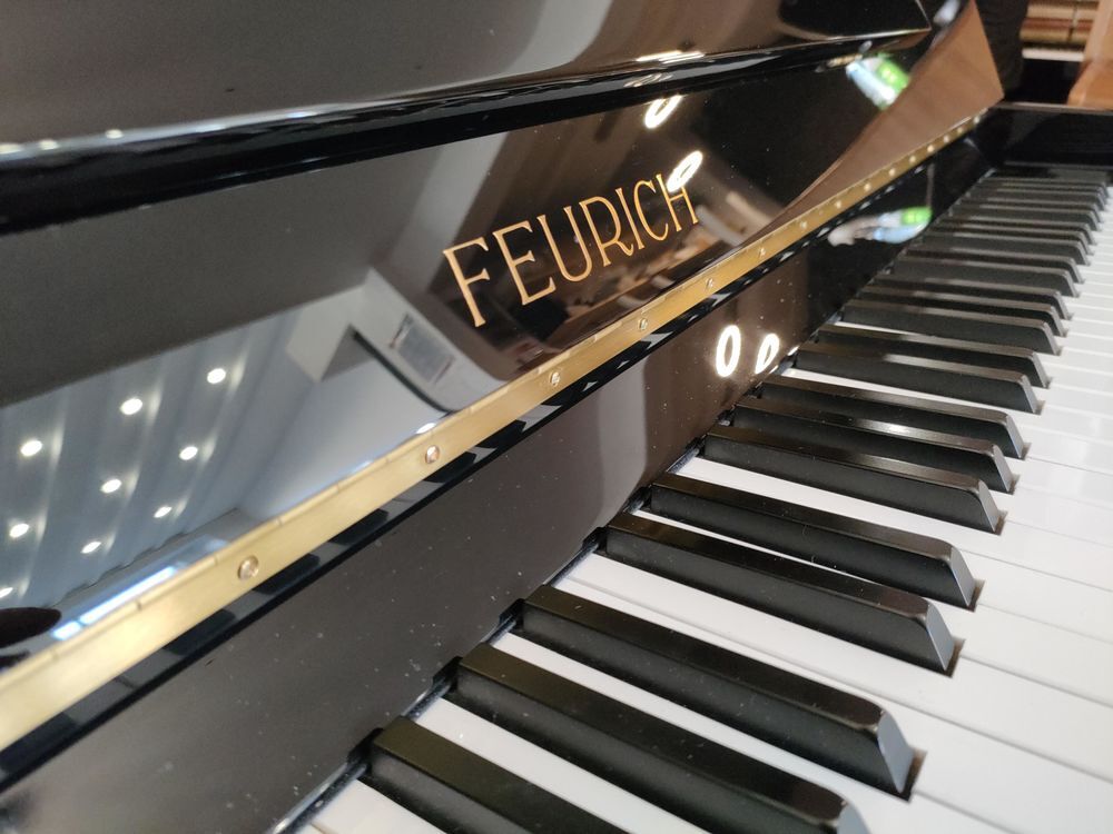 Occasion avec Silencieux piano droit Feurich 122 Universal noir laqu&eacute; Instruments de musique