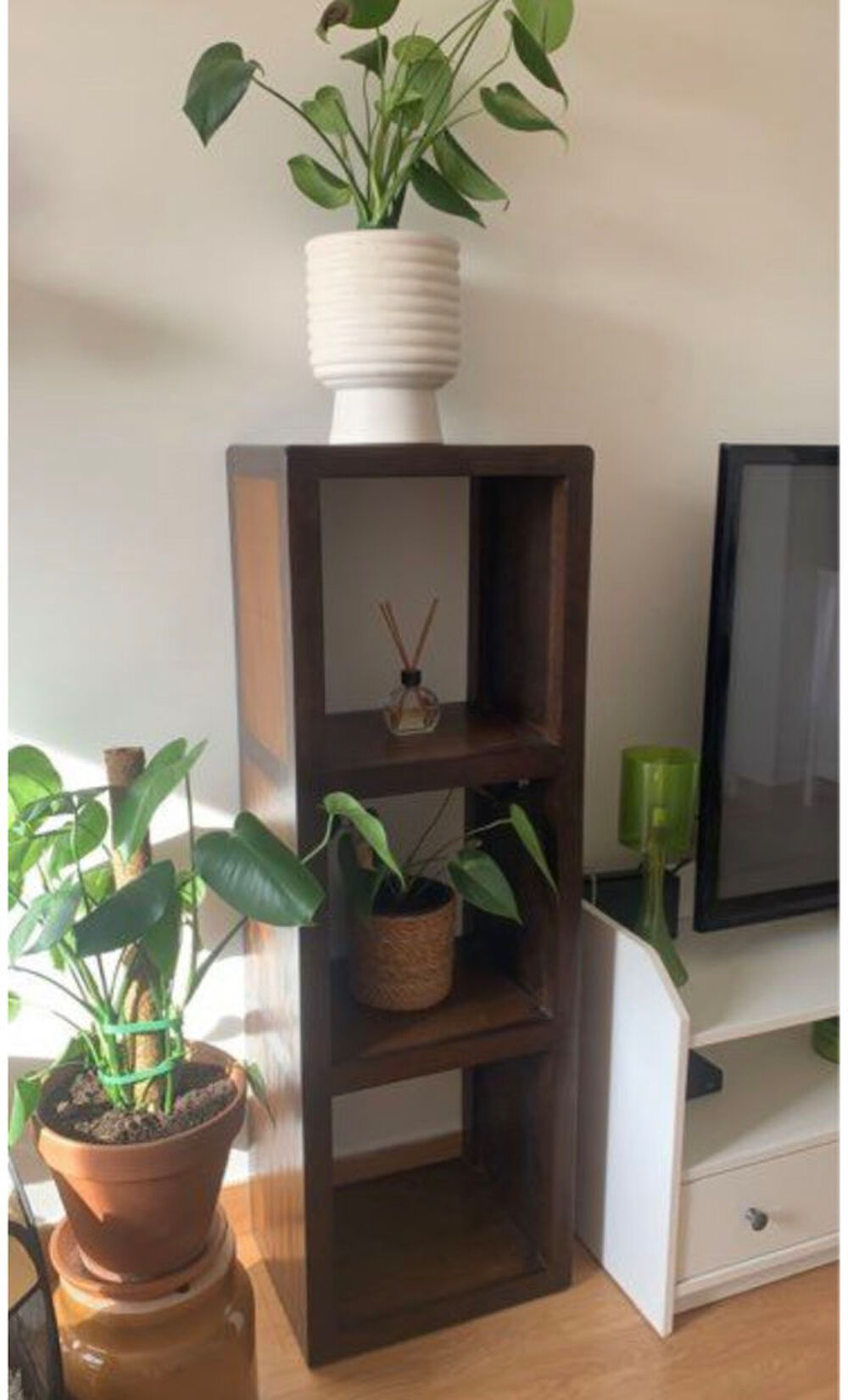 &Eacute;tag&egrave;re en bois et rotin Meubles