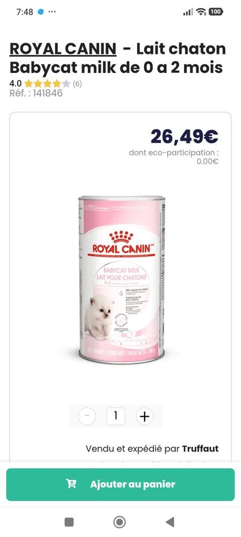 Bo&icirc;te lait chaton 15 31170 Tournefeuille