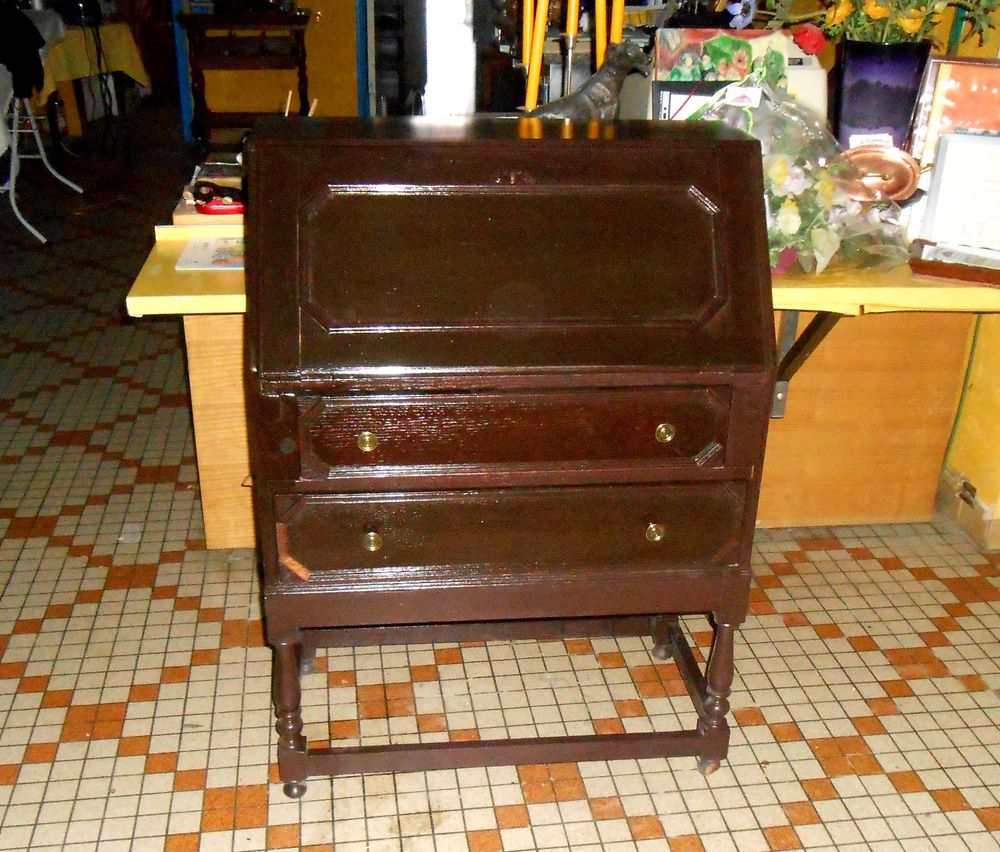Meuble secr&eacute;taire en bois marron chocolat Meubles