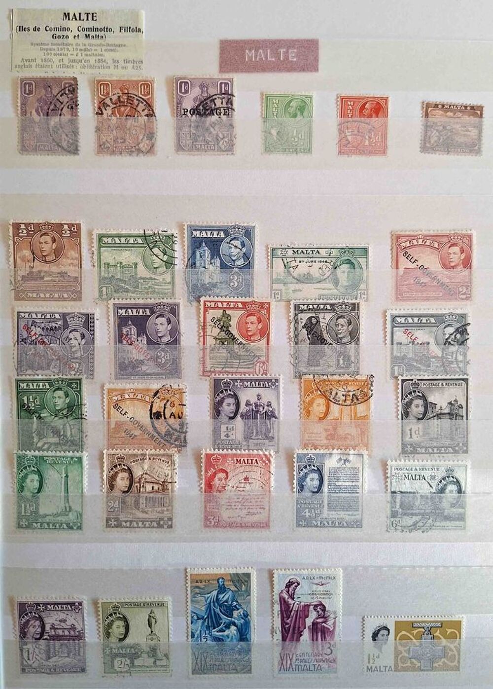S&eacute;rie de timbres de collection de Malte 