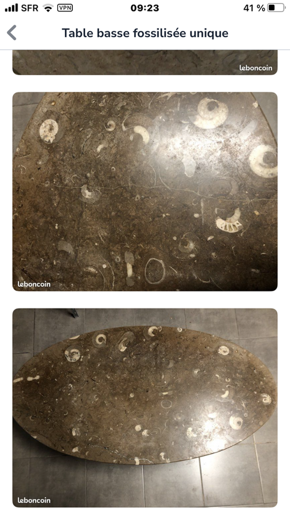 Table basse en pierre naturelle fossilis&eacute;e Meubles