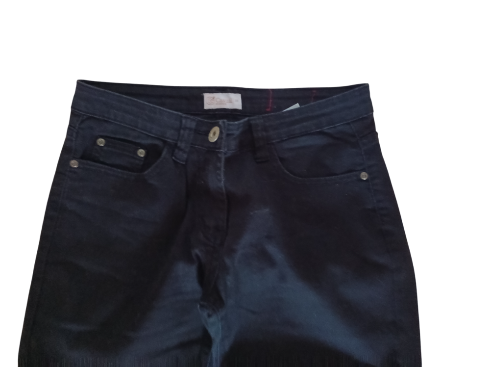 Jean noir femme Casual Gemo 38 coton bas &eacute;vas&egrave; Vêtements