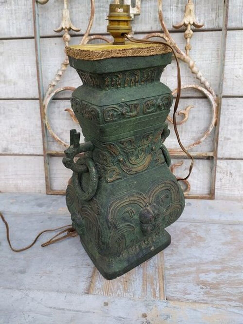 Lampe Style Vase Fanghu Bronze Archa&iuml;que Chine Vintage 60 