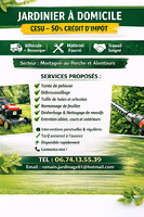   Jardinier CESU (50% crédit d'impôt) Mortagne-au-Perche 