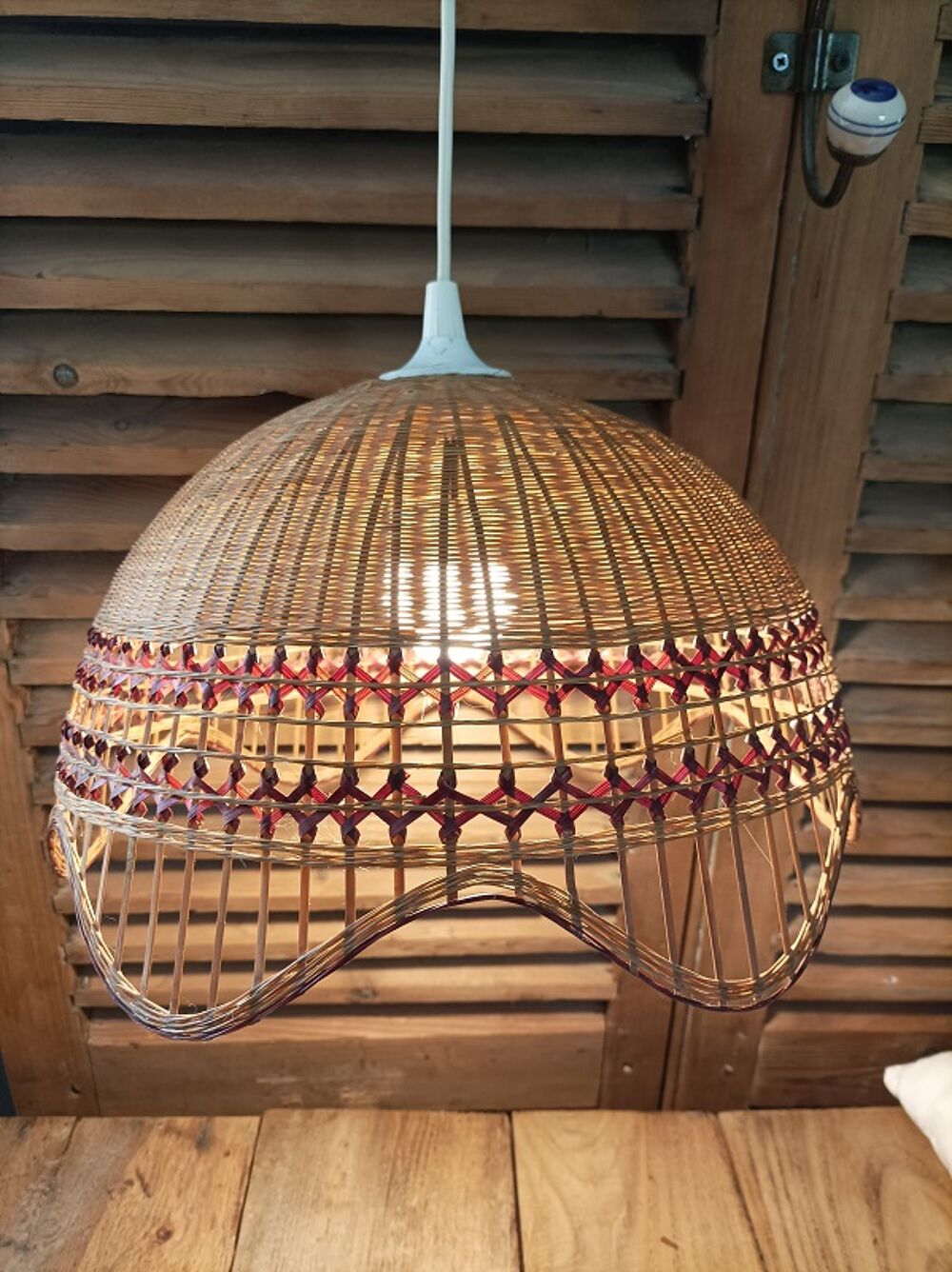 Suspension abat jour Luminaire lustre Cannage Dp 0823313 Décoration