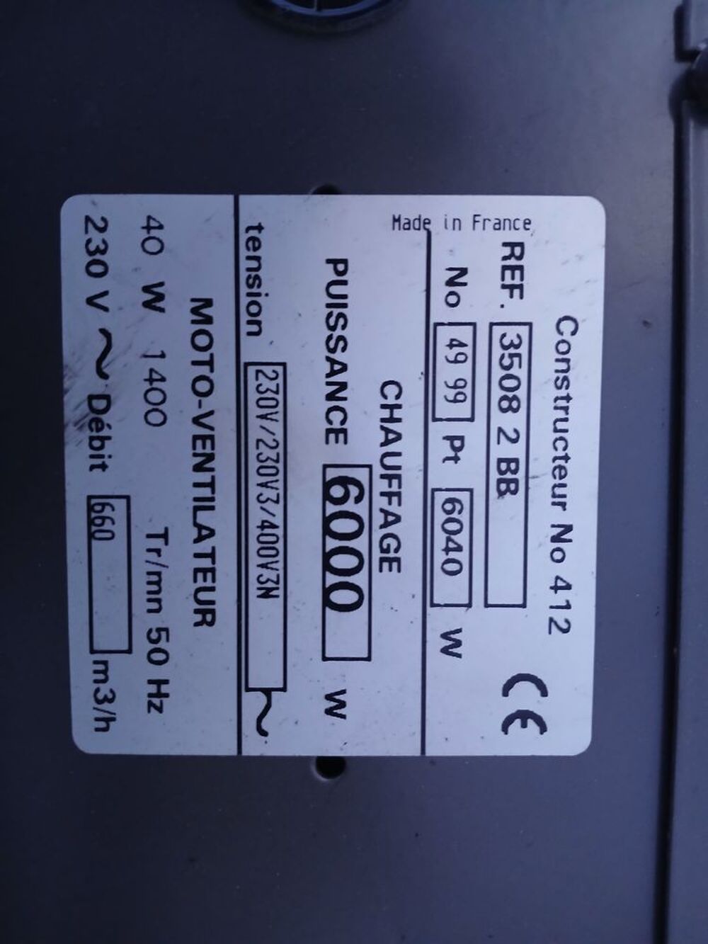A&eacute;rotherme &eacute;lectrique professionnel NOIROT 6 kW Bricolage