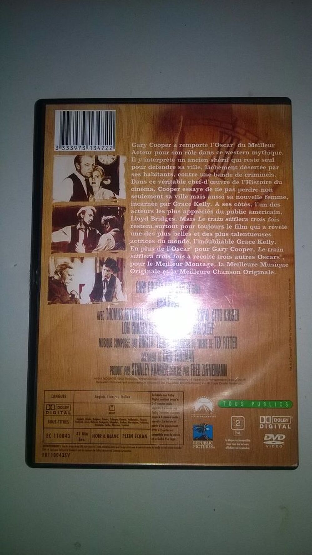 DVD Le train sifflera trois fois
Gary Cooper Grace Kelly DVD et blu-ray