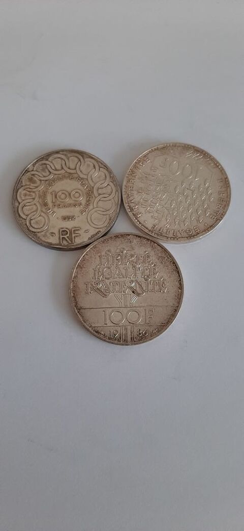 Lot de 3 pi�ces  de 100 Francs  1982, 1986 et 1992 0 Villeneuve-d'Ascq (59)