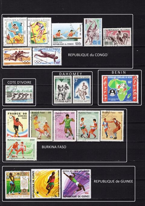 lot de 77 timbres de PAYS d'AFRIQUE sur les SPORTS 8 Les glisottes-et-Chalaures (33)