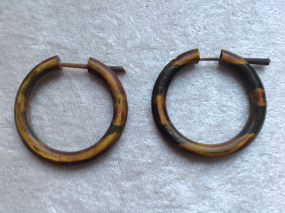 BOUCLES ANNEAUX ETHNIQUE TRIBAL EN MATI&Egrave;RE NATURELLE Envoi P Bijoux et montres