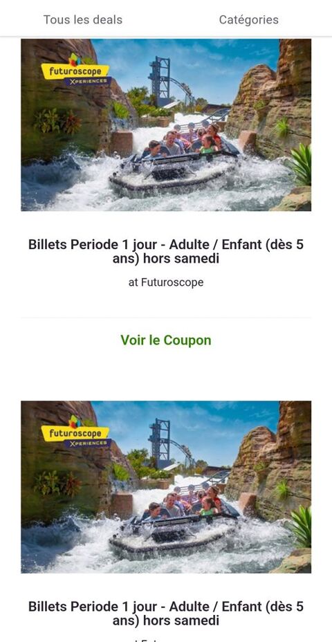 2 billet adultes futuroscope Poitiers 
Engins (38)