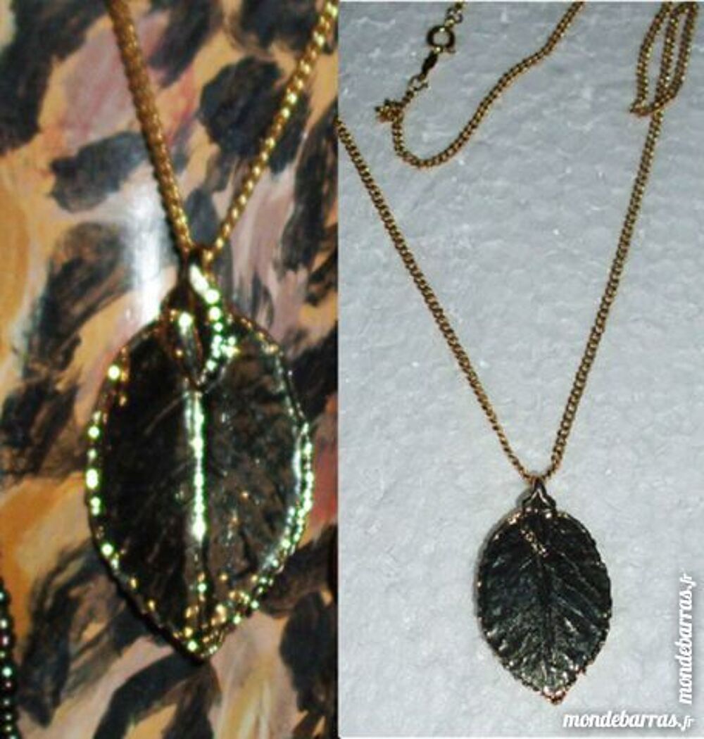 Pendentif / broche * feuille dor&eacute;e &agrave; l'OR 24 ct Bijoux et montres