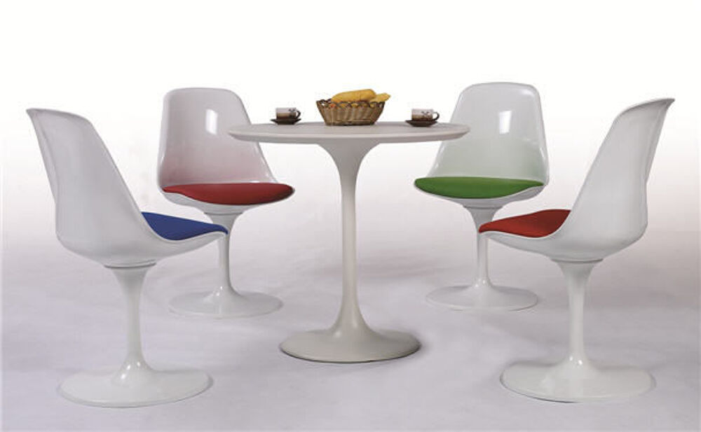 Table design Saarinen Tulip blanche diam&egrave;tre 80 cm Meubles