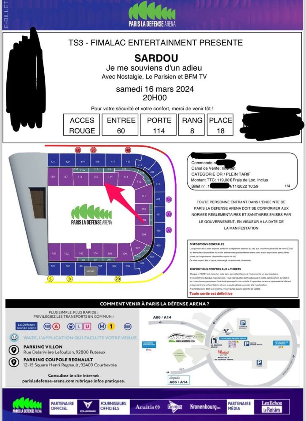 2 places Michel Sardou 16/03/24 Paris Billetterie
