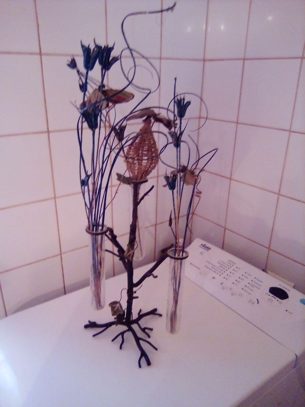 Vase triple sur fer forg&eacute; Décoration