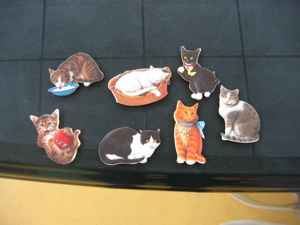 Tableau M&eacute;tal Magn&eacute;tique Couleur avec 7 Chats. Décoration
