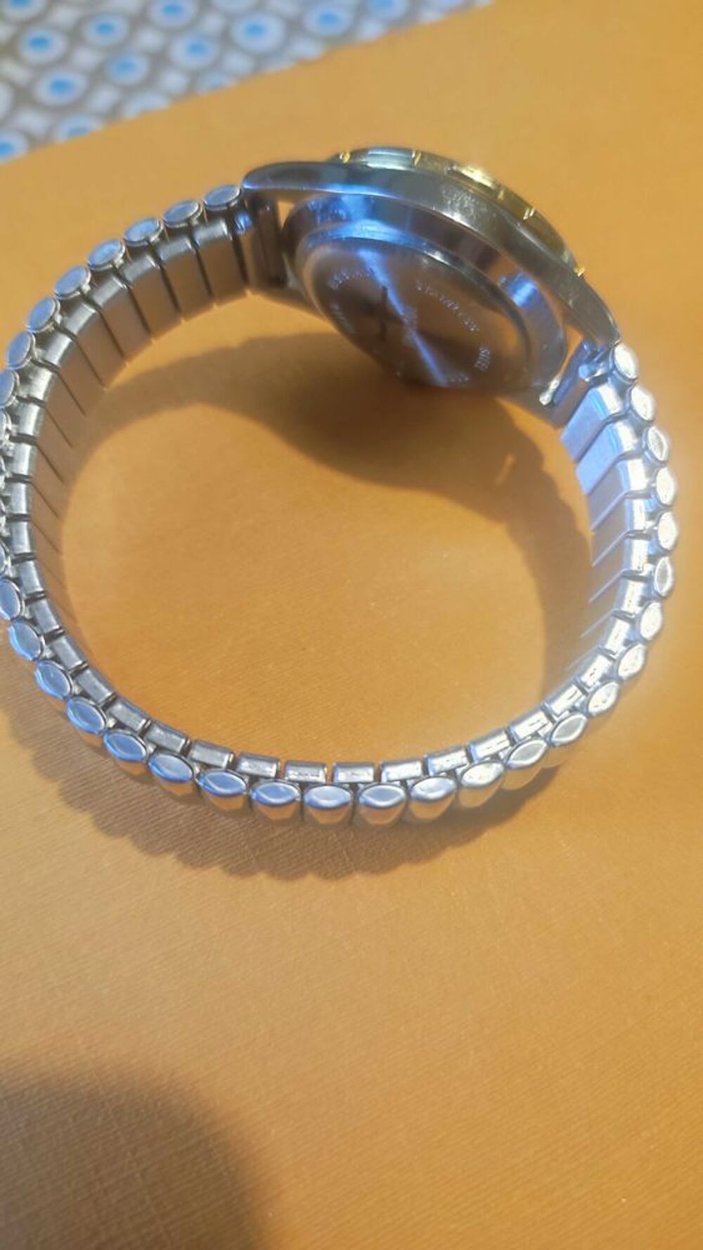 Superbe montre acier vintage fond bleu. bracelet m&eacute;tal Bijoux et montres