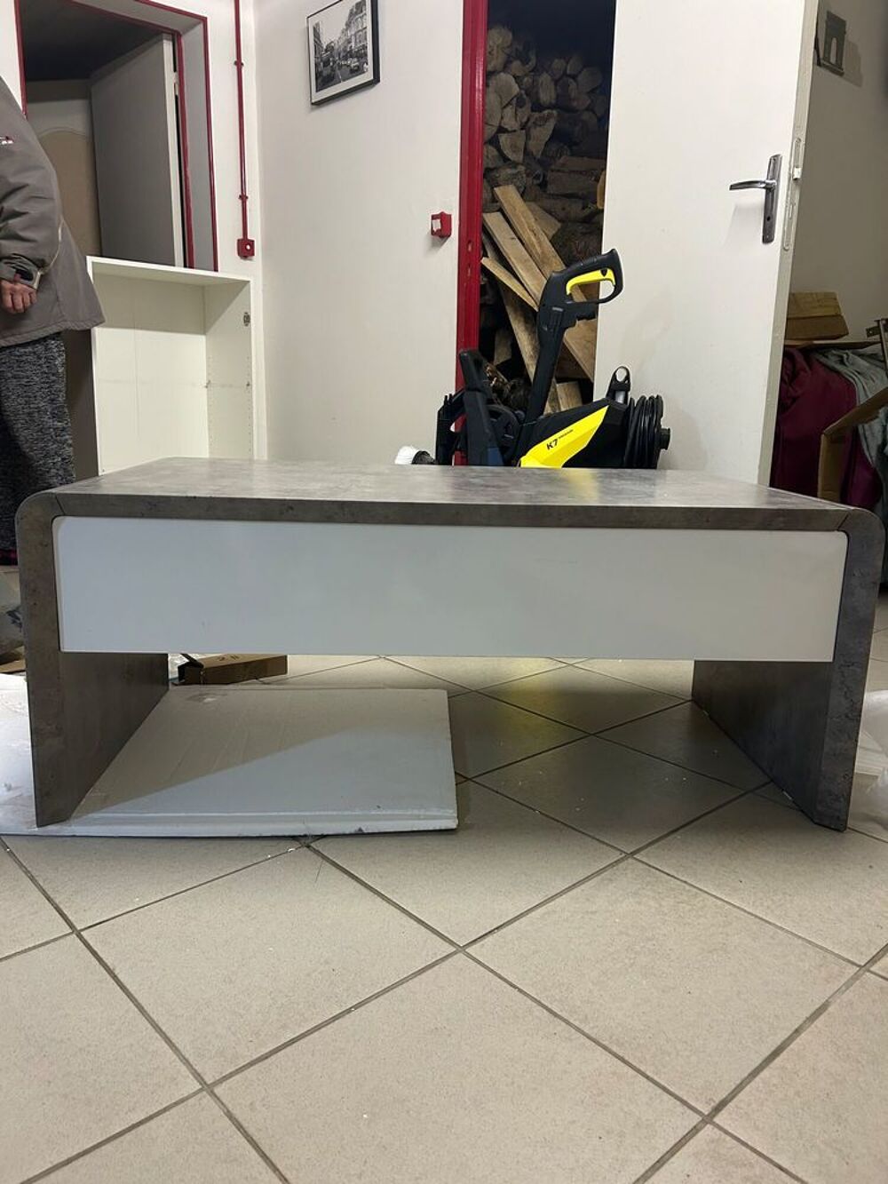 Table basse b&eacute;ton/blanc GIULIAR 2 Meubles
