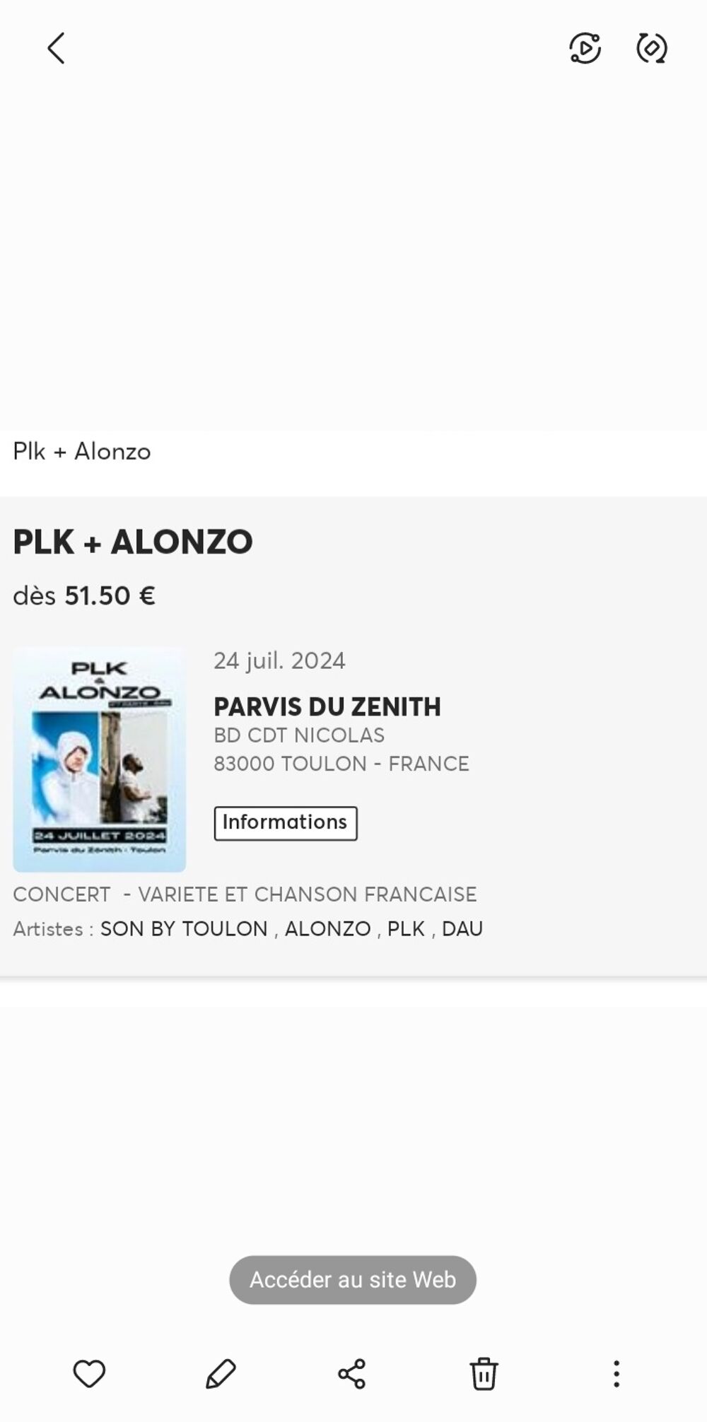Concert PLK/ALONZO Billetterie