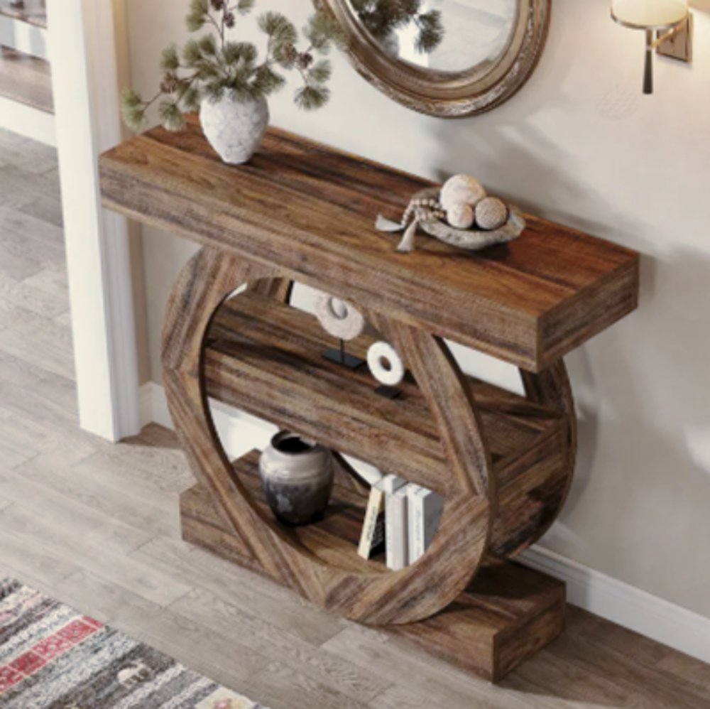 Console cercle sculpt&eacute; ? Meuble d'entr&eacute;e au design organique Meubles