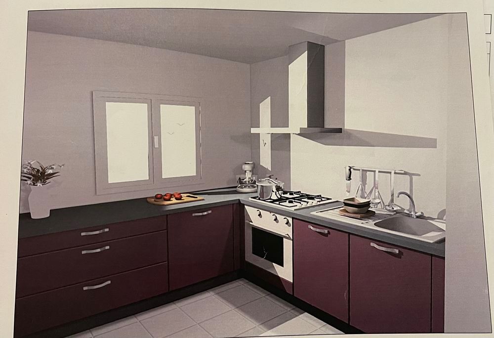 Cuisine mauve et gris Cuisine