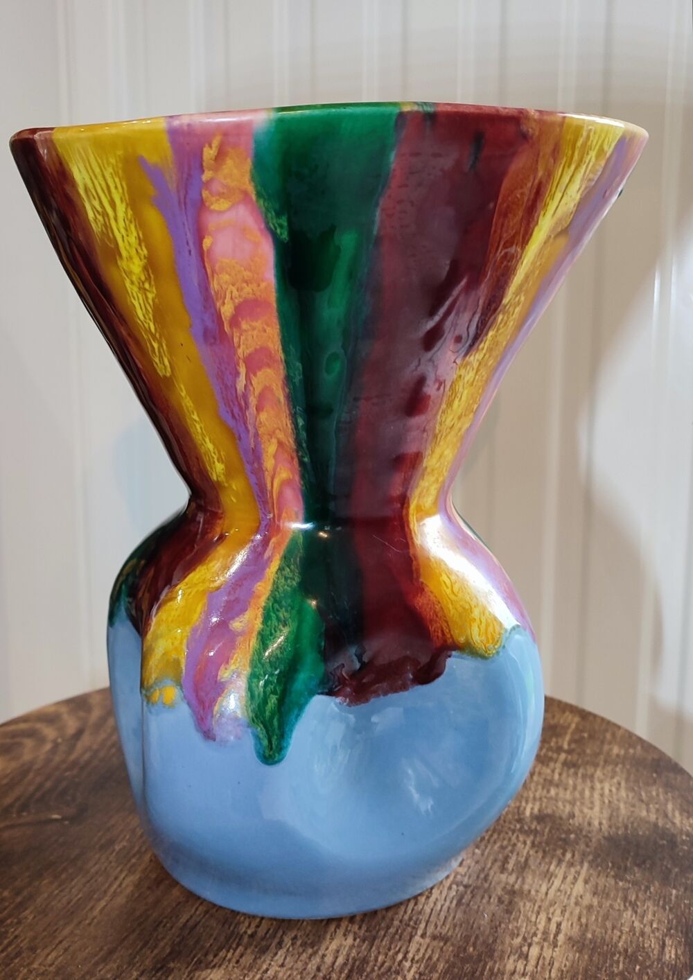 Vase c&eacute;ramique &eacute;maill&eacute;e vintage sign&eacute; 