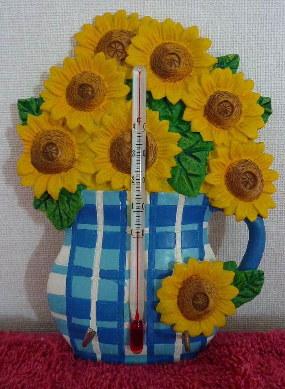 Horloge pendule murale en r&eacute;sine d&eacute;cor bouquet de tournesols Décoration