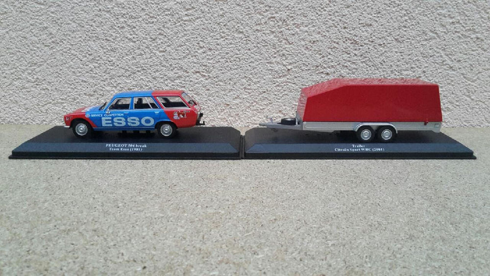 Peugeot 504 break assistance ESSO et sa remorque 